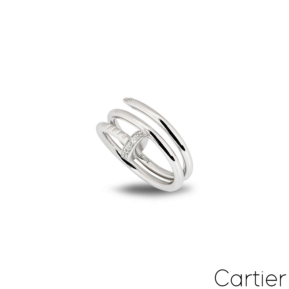 Cartier White Gold Diamond Double Juste Un Clou Ring Size 48 B4211000